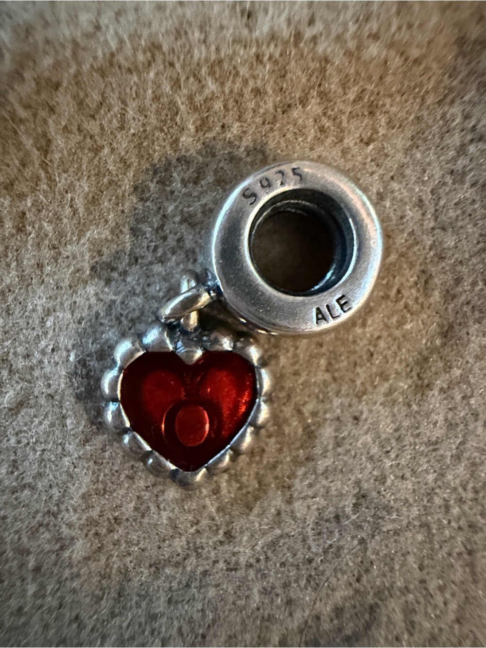 Pandora Retired Logo Heart Dangle Charm